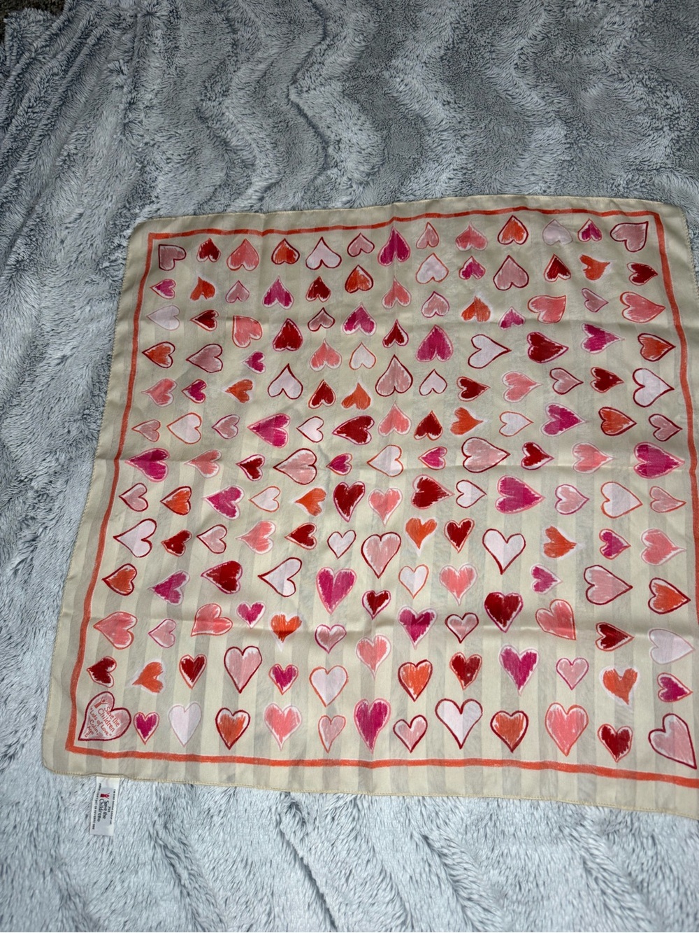 Vintage Save the Children Hearts Square Scarf